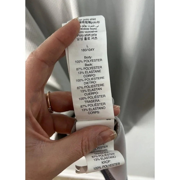 Oakley Gray & White Stripe Polo Size Large Regular Fit Stretch Men’s - Picture 7 of 9